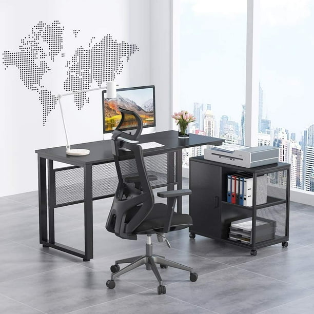 Tribesigns Modern L Shaped Desk With Printer Stands 55 Inch Computer Study Writing Table Workstation Storage 360 Rotating File Cabinet For Home Office Com Tribesigns Modern L Shaped Desk With, L Shaped Office Desk With Printer Storage