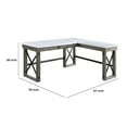 thumbnail image 4 of L Shape Writing Desk with Marble Lift Top and Sled Base Gray and White, 4 of 6
