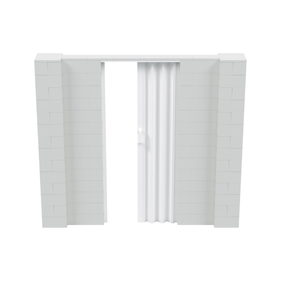 EverBlock 8’ x 7’ Wall Kit with Accordion Door | 3’ x 7’ Doorway | Modular Building Blocks | Wall Display System | Room Divider & Partition | Easy to Connect & Reuse | Indoor & Outdoor Use