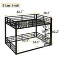 thumbnail image 6 of Full XL over Full XL Size Floor Bunk Bed Frame with Safety Guard Rails and Ladder, Heavy-Duty Metal Bunk Bed for Bedroom, Guest Room, Dorm, Noise-reduced Design, Mattress Not Included, Black, 6 of 9