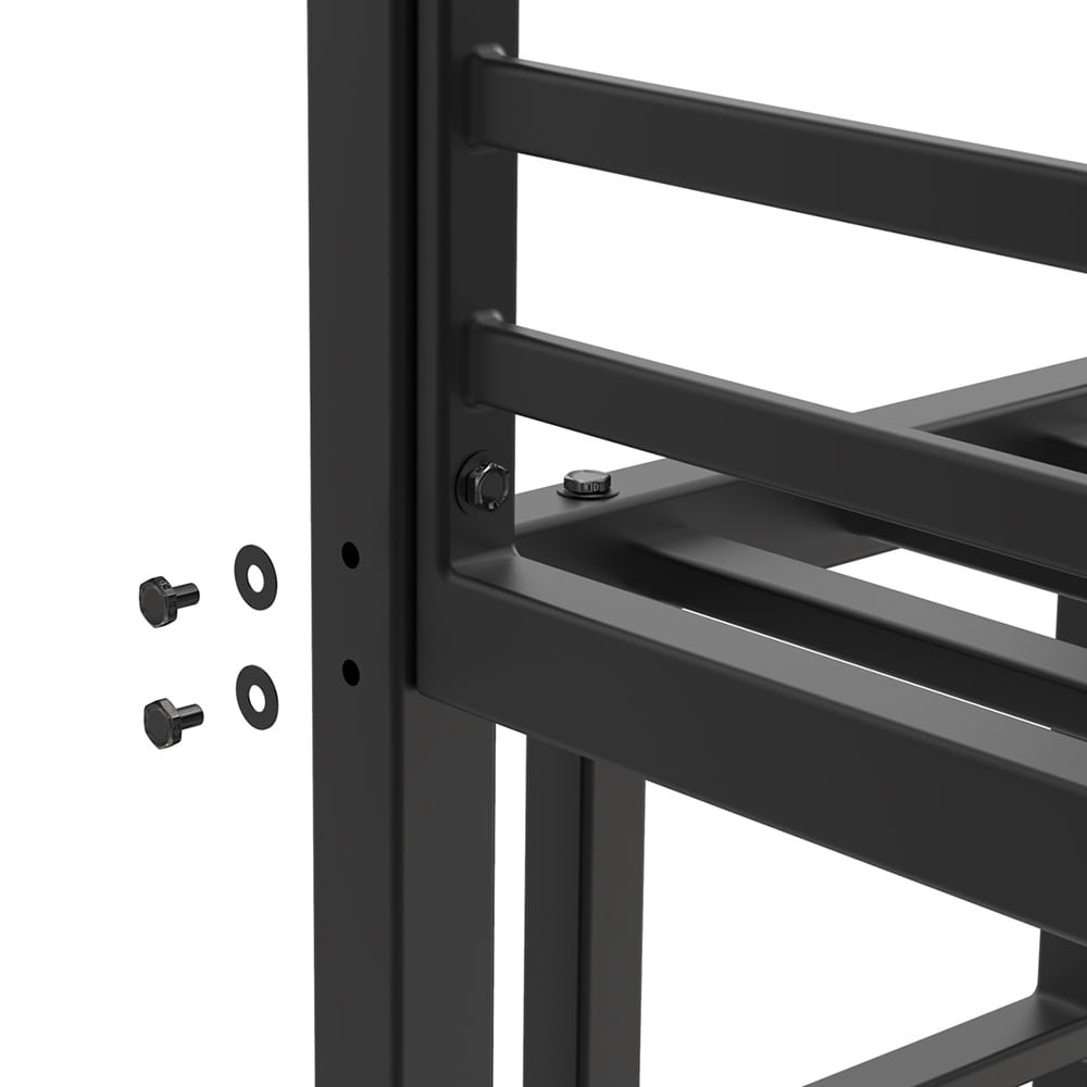 Miniyam Twin over Twin Metal Bunk Bed for Kids with Ladder and Safety Guardrails, Space-Saving Powder-Coated Steel Frame, Black