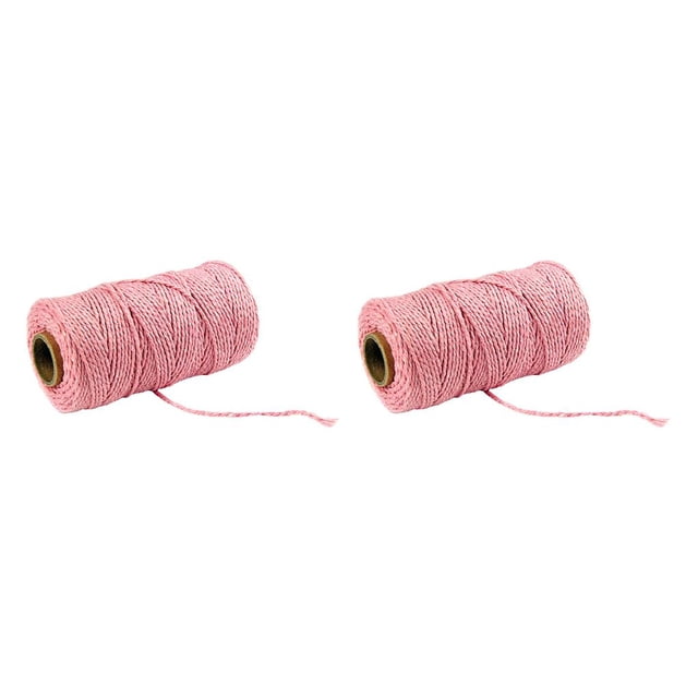 bedienty 91 .5m Cotton Cord Rope Crafts Macrame String Solid Color Cotton Yarn Rope Home Textiles Durable Do Not Fade Cotton Rope light pink 2Set