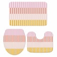 thumbnail image 2 of Abstract Stripe Bathroom Rugs Set Classic Pink Yellow Lines Art Non Slip Absorbent Soft Bath Mats 3 Piece Set with Bathroom Rug, U-Shaped Floor Mat, Toilet Seat Cover Large Size, 2 of 9