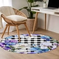 thumbnail image 4 of Round Rug 3.3Ft Washable Non-Slip, Spring Flowers Circle Area Rugs for Living Room Bedroom, Watercolor Blossom Floral Black Plaid Indoor Floor Mats Carpet Runner for Home Decor Aesthetic, 4 of 8