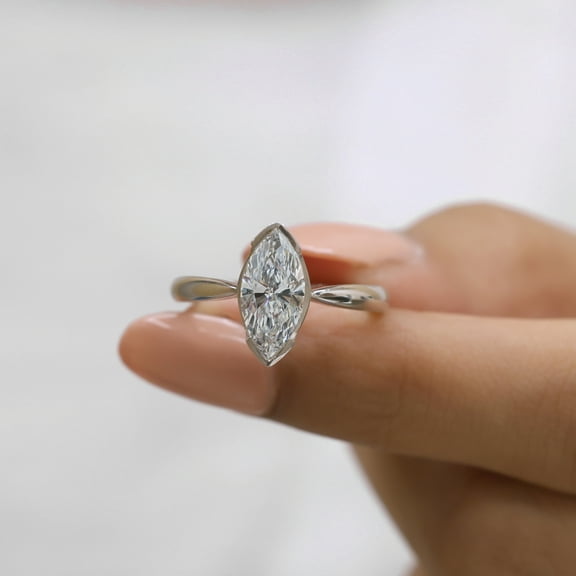VINSON 2 Carat Marquise Moissanite Engagement Ring - Tapered Shank Solitaire Wedding Ring for Women