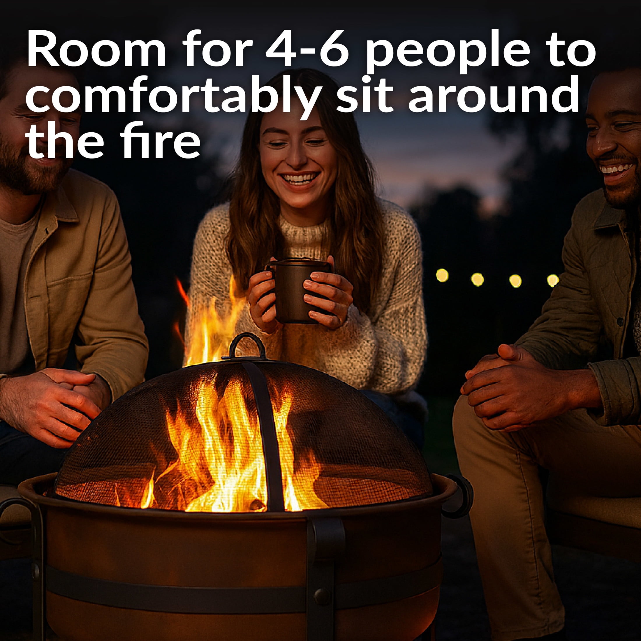 Sunnydaze 29" Round Wood-Burning Bronze Finish Steel Fire Pit Bowl with Spark Screen and Poker