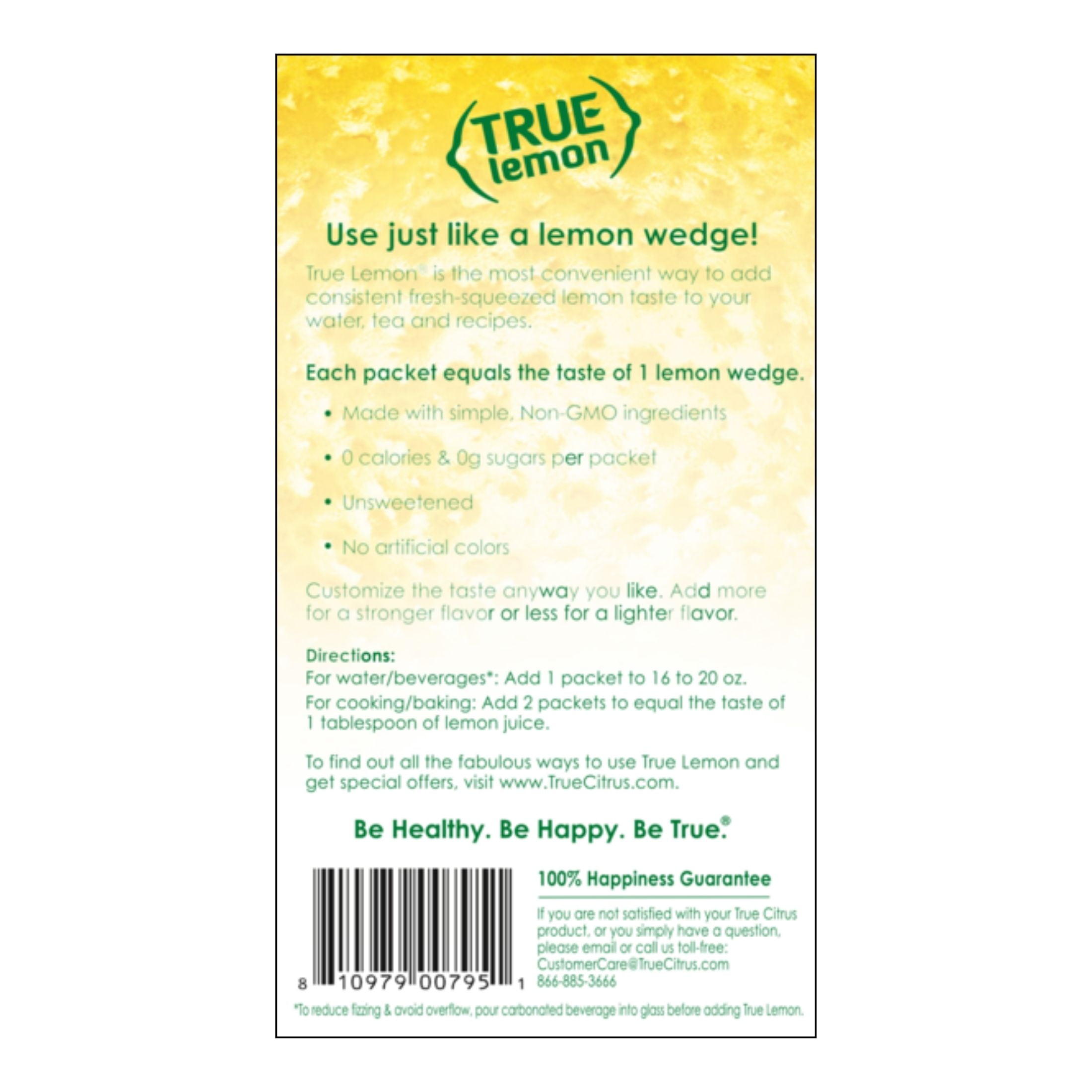 True Lemon Crystallized Water Enhancer Powder, 0 Calorie Lemon Flavor, 1.41 oz., 50 Count Packets