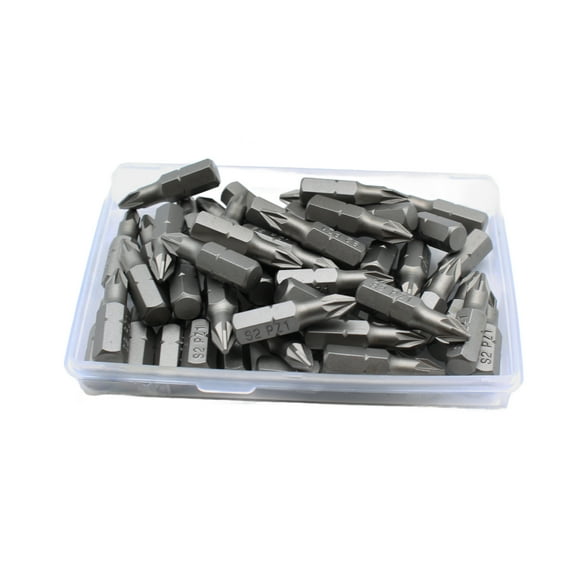 TMAX 50 pc PZ1 Pozi #1 Screwdriver Impact Ready 1 Inch Length Insert Bits Hex Shank with Quick Release Slot