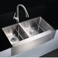 thumbnail image 2 of Elysian Farmhouse 36" 40/60 Dual Basin Handmade Stainless Steel Kitchen Sink, 2 of 17
