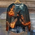 thumbnail image 4 of YUGYXL Halloween Shirts for Women Plus Size Long Sleeve Tops Funny Witchy Pumpkin Ghost Graphic Tees Cotton Crewneck Blouses E Multicolor XL, 4 of 6