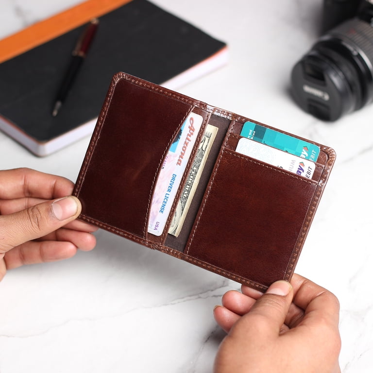 Urban Forest Chris RFID Blocking Leather Card Holder For Men - Minimalist Brown Wallet