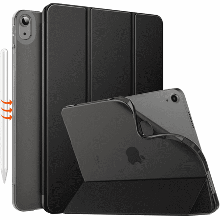 Folyo kilif iPad Air 4 ile uyumludur. Generation 2020 Yeni iPad 10,9 inç 2020, [2. nesil iPencil sarji destekler] Auto Wake/Sleep koruyucu kilif TPU yumusak yari saydam arka ayaklik, siyah