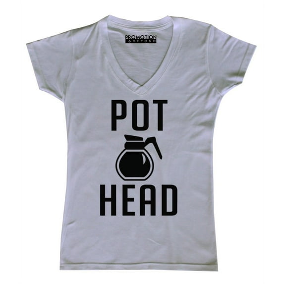P&B Coffee Pot Head Women's V-neck, White, S