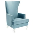 thumbnail image 4 of SAFAVIEH Couture Geode Modern Velvet Solid Wingback Chair, Light Blue, 4 of 11