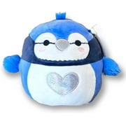 Squishmallows 12 Inch Babs Blue Jay with Silver Heart On Center of White Belly - 2023 Valentine's Day Squad Stuffed Animal Toy