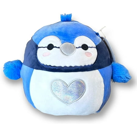 Squishmallows 12 Inch Babs Blue Jay with Silver Heart On Center of White Belly - 2023 Valentine's Day Squad Stuffed Animal Toy