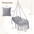 thumbnail image 3 of Costway Macrame Swing Chair with 2 Removable Cushions, Enduring Polyester Cotton Ropes Gray, 3 of 10