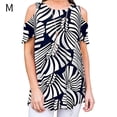 thumbnail image 1 of Camiseta de mujer con cuello redondo y hombros descubiertos Camiseta con estampado floral, negro blanco, M Inevent AP001532-02, 1 of 7