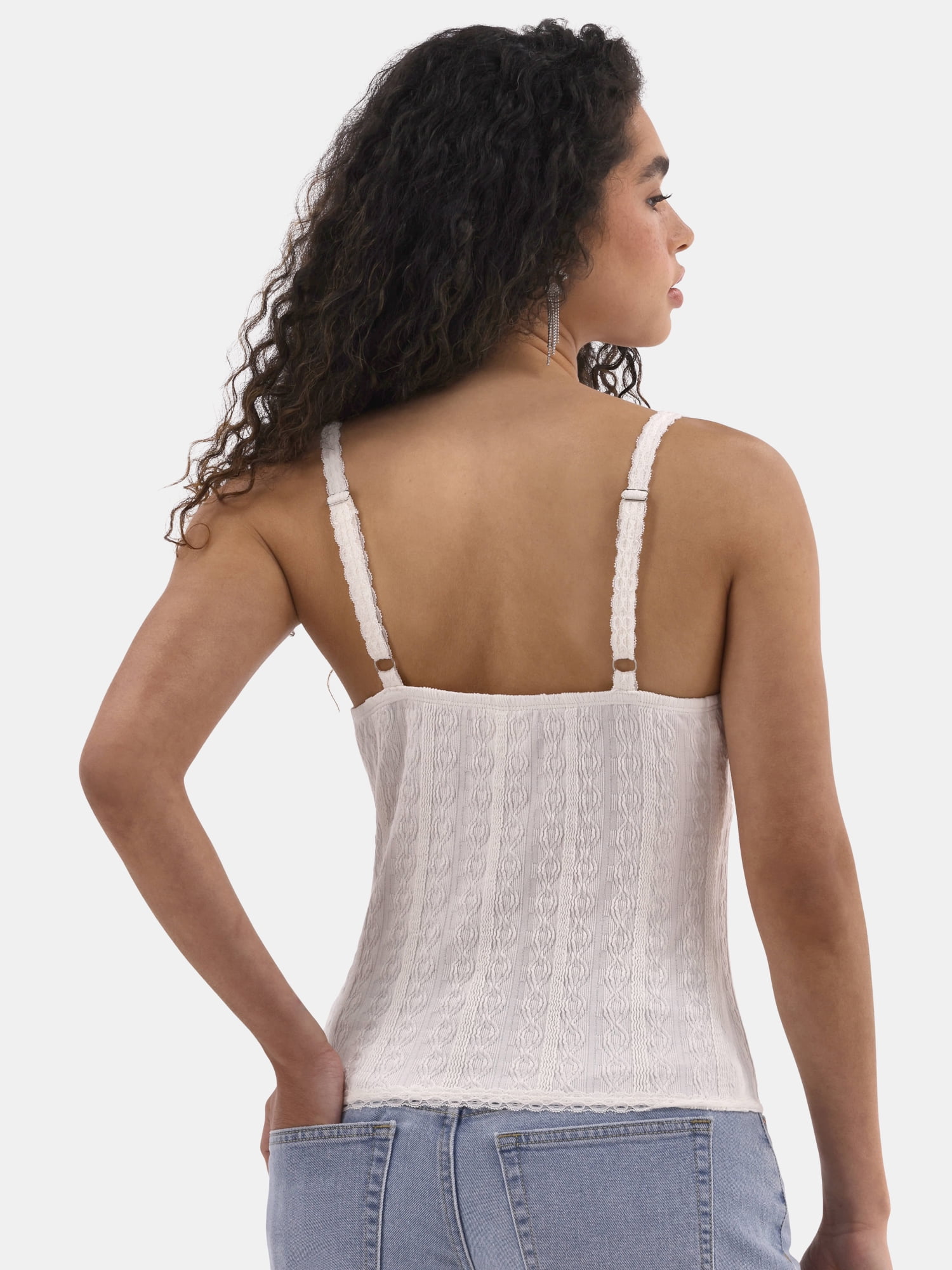 No Boundaries Lace Trim Cami Top, Women's