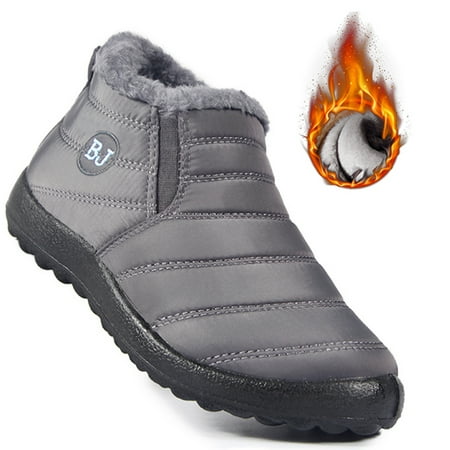 

Women‘s Fleece Liner Short Snow Boots Waterproof Keep Warm Slip On Shoes Comfy Flat Shoes