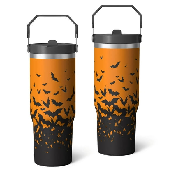 Gobelet 30oz avec Poignée et Paille, Tasse Isolée d'Halloween pour Femmes, Tasse de Voyage Étanche Cadeau Fantôme Citrouille pour Amateurs de Sorcière Effrayante