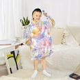 thumbnail image 6 of Dailycode Wearable Blanket Hoodie Oversized Sherpa Flannel Blankets with Pocket for 3-14 Year Old Soft Watercolor Flower, 6 of 7