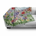 thumbnail image 3 of Watercolor Flower Soft Flannel Fleece Throw Blanket, Floral Summer Garden Grass and Blooms Love Illustration Print, Cozy Plush for Indoor and Outdoor Use, 50" x 70", Red Green Purple, by Ambesonne, 3 of 6