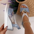 thumbnail image 4 of Viluyesy Women's Wedge Sandals, Elastic Strap Peep Toe New Buckle Decoration Summer 2025 Fashion Platform Shoes Sky Blue 7, 4 of 9