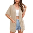 thumbnail image 4 of Uvplove Womens Summer Short Sleeve Lightweight Cardigan For Women Casual Loose Thin Cardigan Tops With Pockets,Khaki,L, 4 of 10