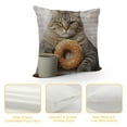 thumbnail image 4 of GOSMITH  Throw Pillow Case The Cat Holds a Cup of Coffee and Orange Glazed Donut Square Cushion Cover Standard Pillowcase for Men Women Home Decorative Sofa Armchair Livingroom, 4 of 5