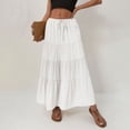thumbnail image 5 of Womens Maxi Skirts, Elastic High Waist A-Line Tiered, Long Flowy Skirts, Casual Beach & Vacation Wear, 5 of 6