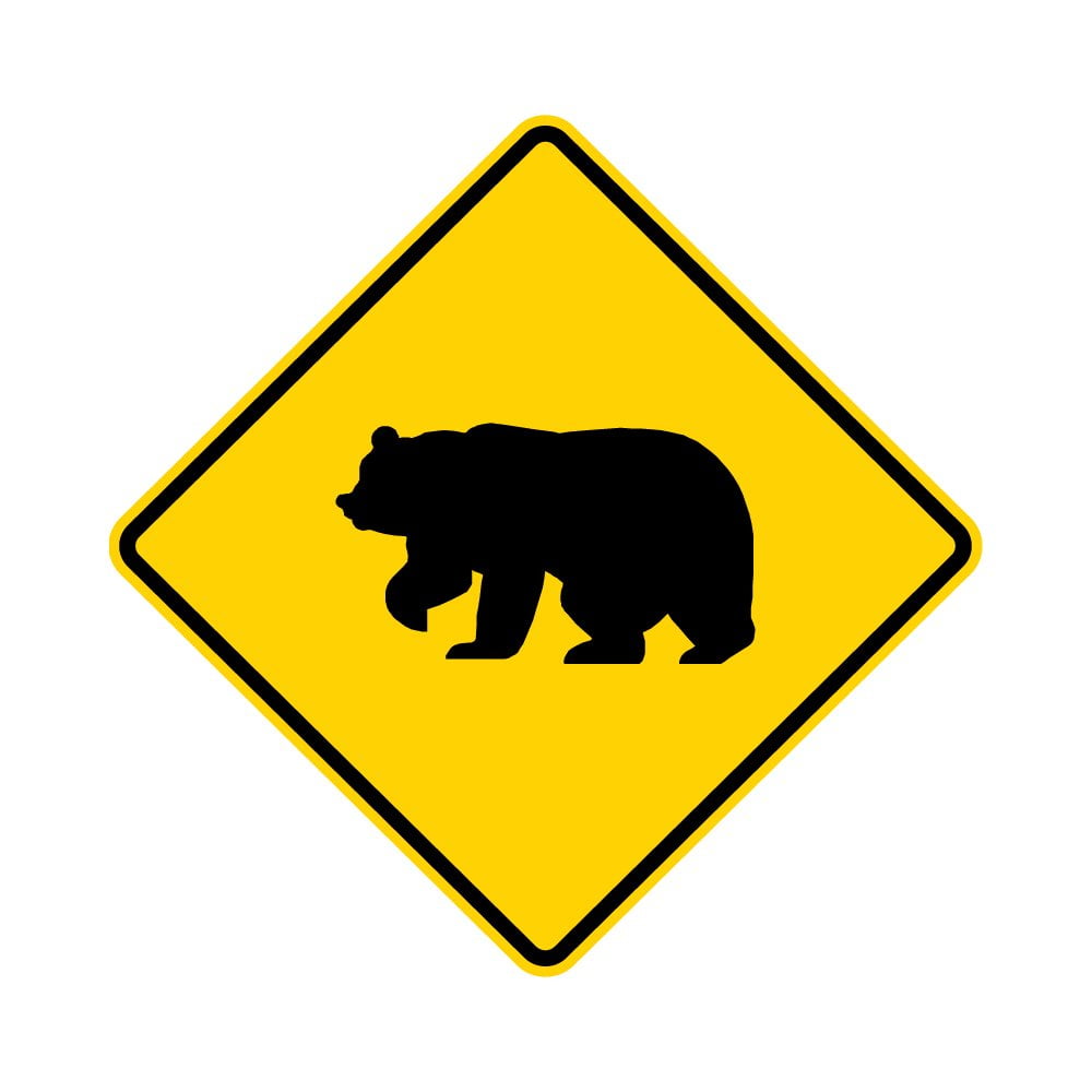 Bear Crossing Symbol Warning Sign 24 x 24. A Real Sign. 10 Year 3M