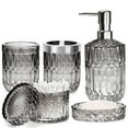 thumbnail image 1 of AOMOTA Juego de Accesorios de Baño de 5 Pzas, Accesorios de Baño de Vidrio Modernos con Dispensador de Jabón de Loción, Jabonera, Soporte para Cepillo de Dientes, Vaso, Hisopo de Algodón Jars, Perfecto para Regalos Temáticos de Baño, Negro, 1 of 13