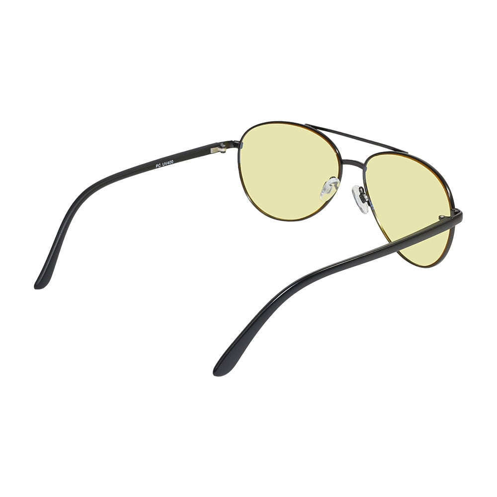 Aray Eyewear Night Driving Glasses Aviator Style in Matte Black and Yellow Lens