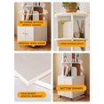 thumbnail image 4 of Lisonu 360° Rotating 5-Tier Bookshelf, Space-Saving Corner Bookcase with Drawer, White Wood Narrow Display Shelf for Small Spaces, Bedroom, or Living Room, 4 of 13