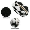 thumbnail image 4 of Portable Cosmetic Bag Travel Makeup Bag Storage Bag Plaid Pattern Terry Cloth Black White, 4 of 6