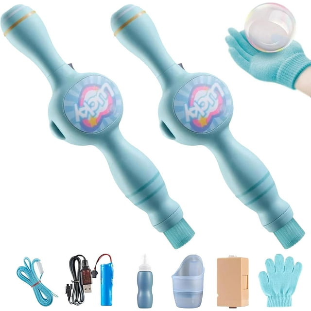 Colorful Smoke Bubble Machine, Magic Interactive Fog Bubbles Machine for Party, Magic Interactive Fog Wand with Elastic Smoke Effect, Lightweight Design (Blue,2pcs)