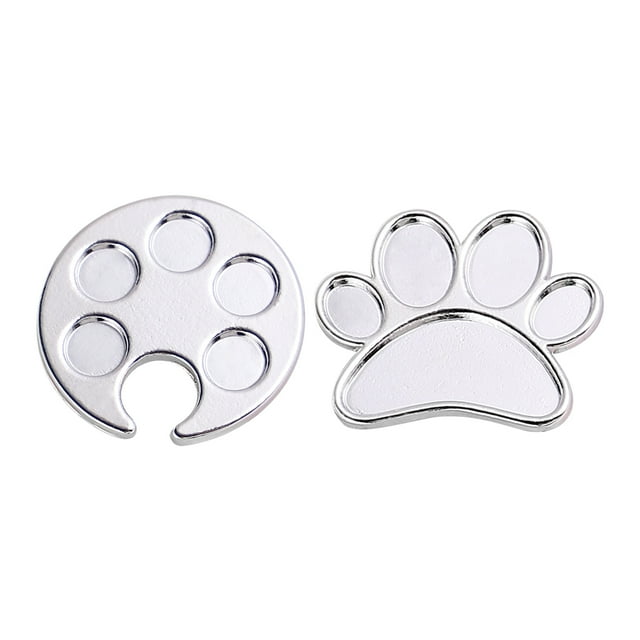 CIMAXIC 2pcs Nail Art Color Mixing Board Portable Manicure Tool Creative False Nail Display Plate Multi-purpose Nail Tray for Home Store Woman (Silver),1.3"X0.98"X1.3"