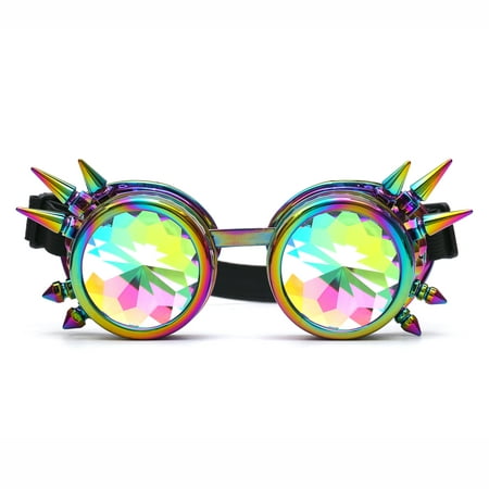 C.F.GOGGLE Vintage Steam punk Victorian Style Goggles Rainbow Kaleidoscope Goth Cosplay Party Sunglasses