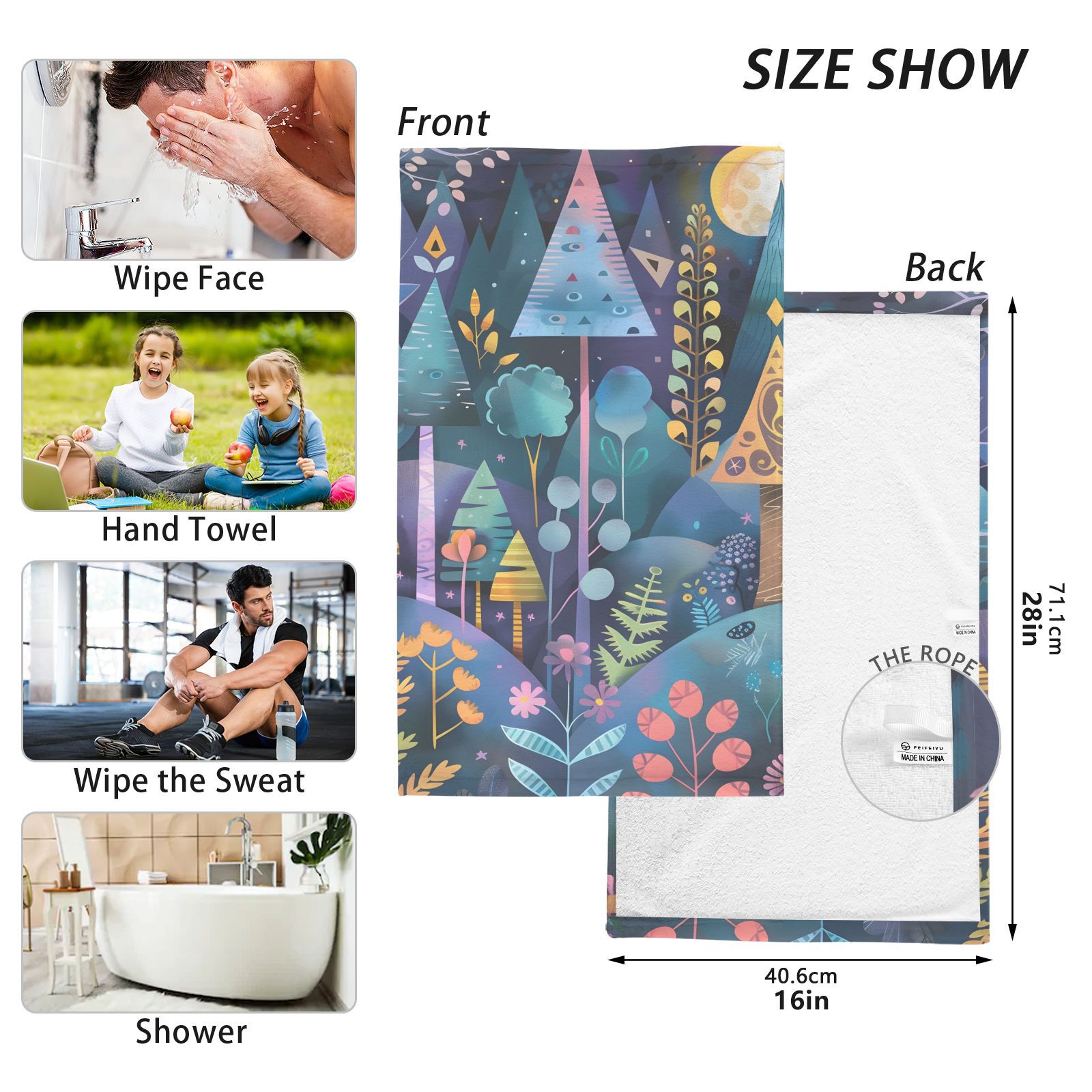 Fantasy Forest Hand Towels Cotton Bath Towels Large Face Towels Absorbent for Bathroom 2 Packs