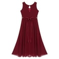 thumbnail image 4 of Fldy Kids Girls Sleeveless Flower Girls Dress V-neck Chiffon Dresses Rhinestone Ballet Princess Burgundy 10, 4 of 7