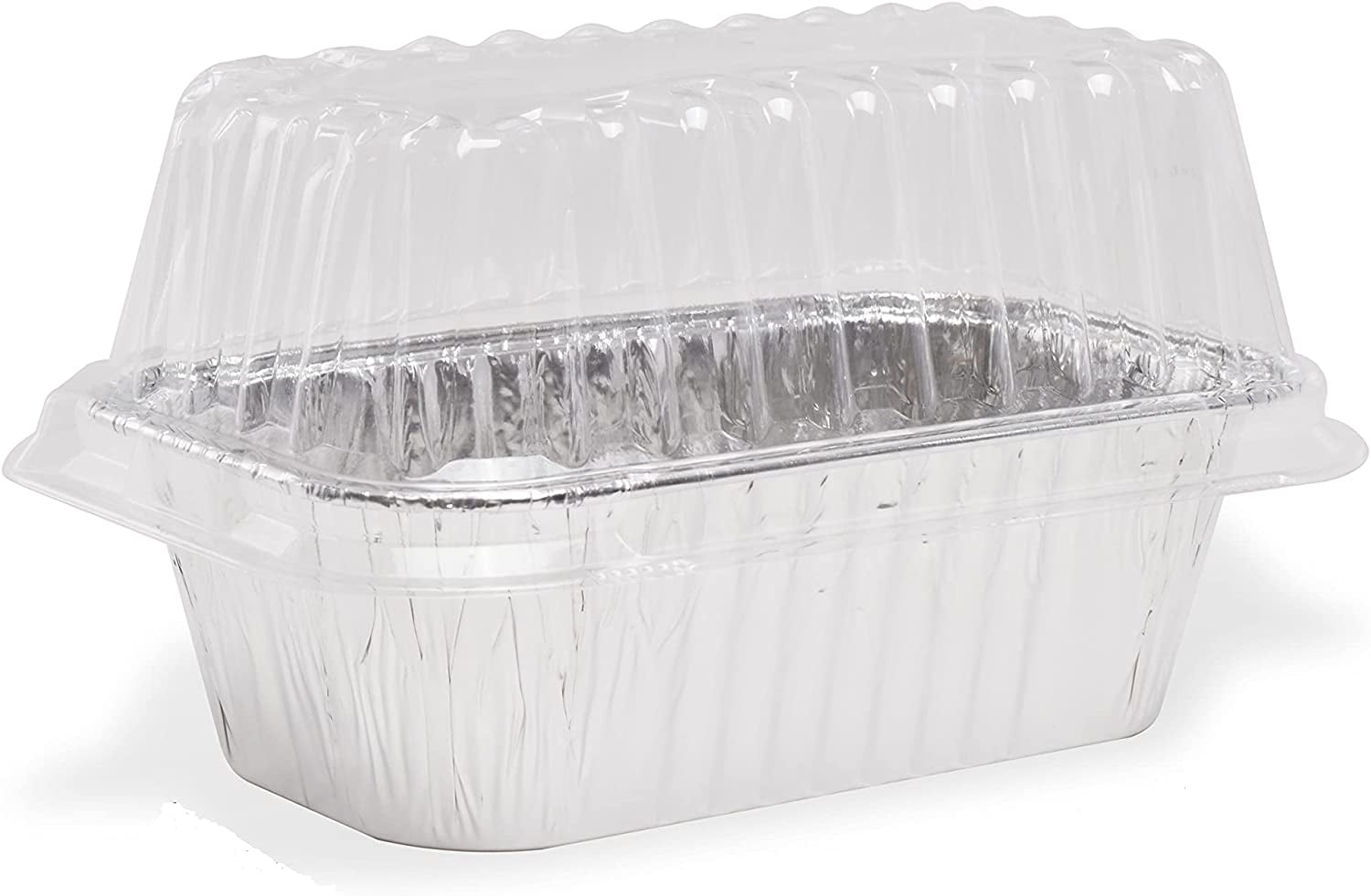 Aluminum Foil Mini-Loaf Pan w/Clear Dome Lid 25/PK 1 lb Disposable Containers 