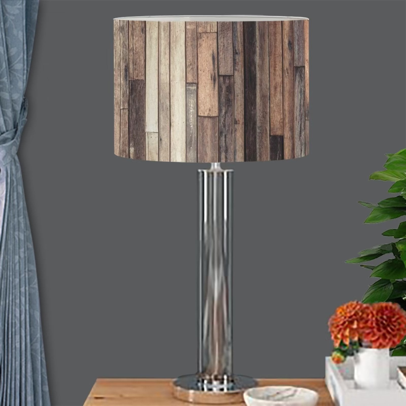 NETILGEN Lampshade for Bedroom, Old Wooden Lamp Shades Cover Farmhouse