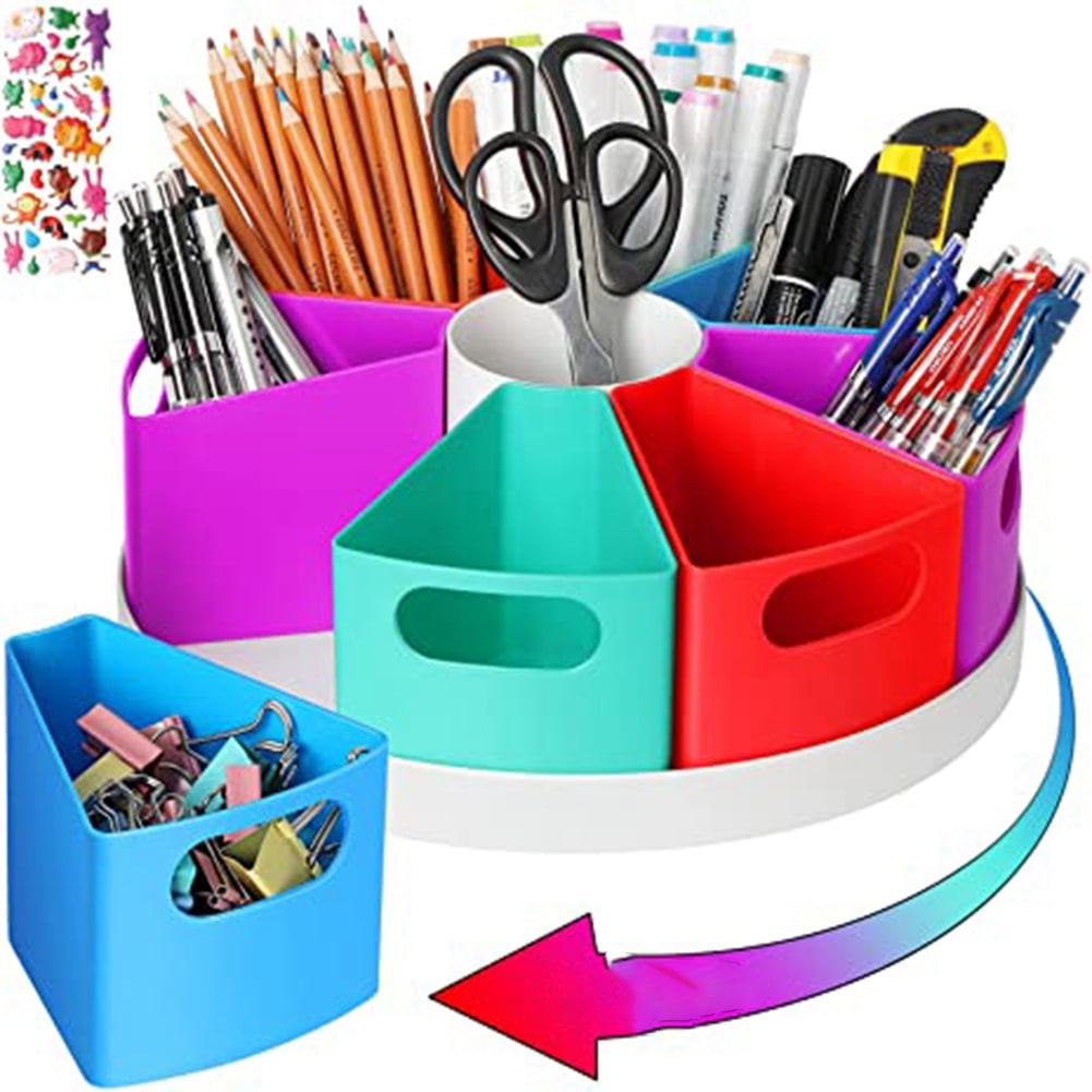 Rotating Desk Organizer for Kids, Art Supply Storage Organizer for Marker Crayon Desktop