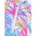 thumbnail image 6 of Suealasg Kids Girls Summer One Piece Swimsuit 1T 2T 3T 4T 5T 6T Little Girl Long Sleeve Ruffle Starfish Donut Leaves Print Swimwear Kids Girls Rash Guard Beach Bathing Suit, 6 of 9
