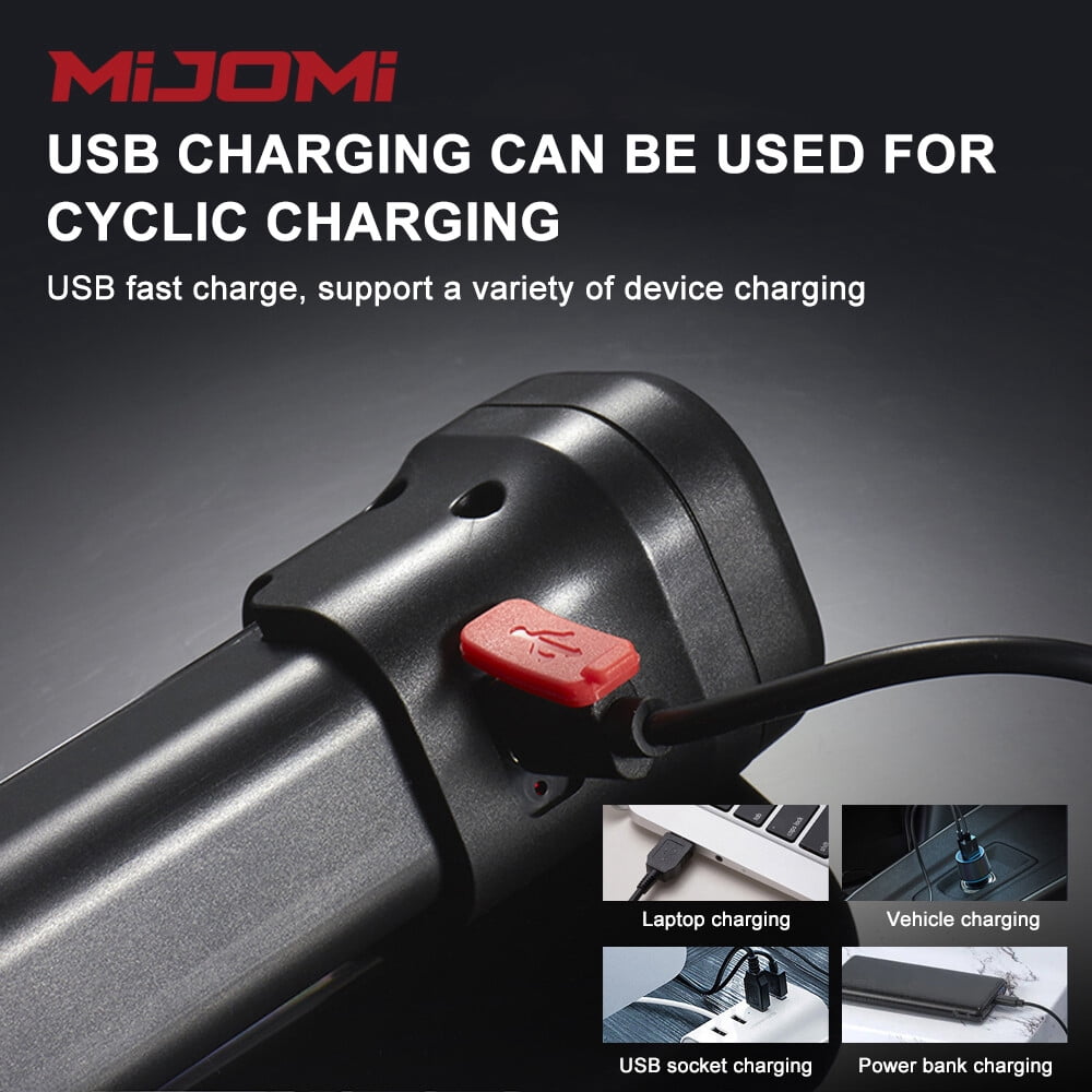Mijomi W25 400LM Flashlight COB+LED Work light LED Torch Light lampu suluh USB Flashlight Rechargeable Lamp Repair Light Camping Outdoor Lamp With Hook Built-In 1200mAh Battery Portable Flashlight
