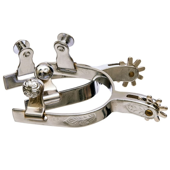Jeffers Equine Engraved  Youth Spurs – Chrome Plated Horse Riding Gear, Equestrian Accessories, Western & English Saddle, Tack, Cowboy & Cowgirl Equipment - Tailored fit for Kids & Boys