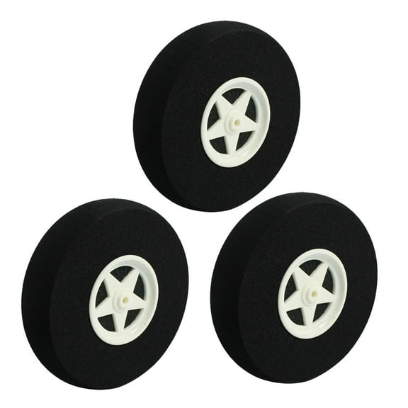 Unique Bargains 3pcs RC Airplane DIY Assembly Parts Sponge Tire Wheel D75mm H18mm d3mm