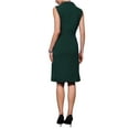 thumbnail image 3 of INSPIRE CHIC Women's Sleeveless Pencil Dress Notched Lapel Faux Wrap Formal Business Work Dresses L Dark Green, 3 of 5