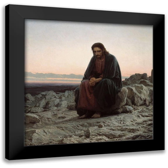 Kramskoi, Ivan 12x12 Black Modern Framed Museum Art Print Titled - Christ in the Desert